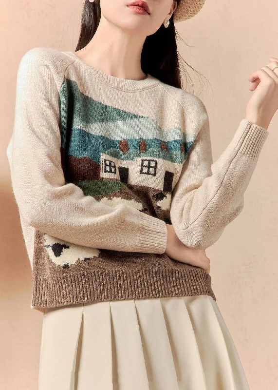 Effortless Outfits Original Beige O Neck Cozy Knit Sweaters Winter