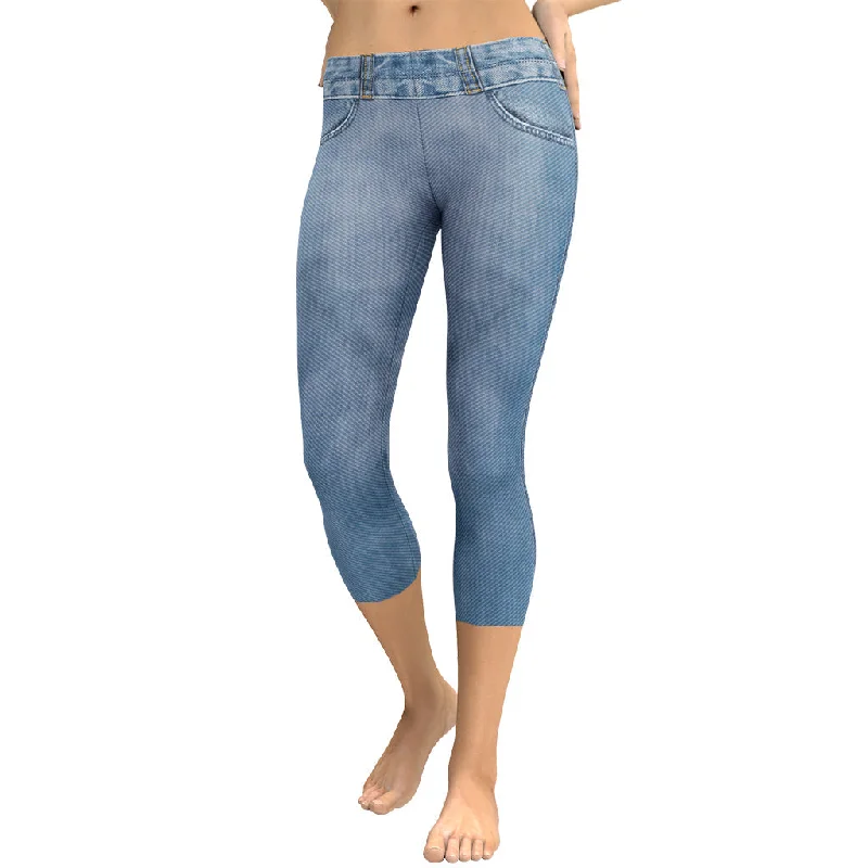 Comfortable down Denim Jeans Print Capris