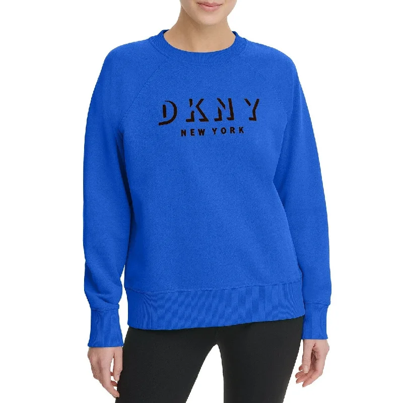 Sweet Breath DKNY Women's Sport Flocked-Logo Sweatshirt Blue Size Large