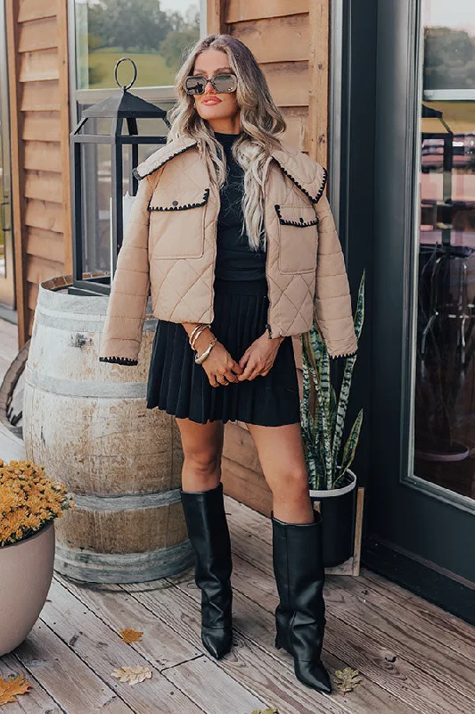 Sporty Wear Uptown Girl Quilted Jacket in Khaki