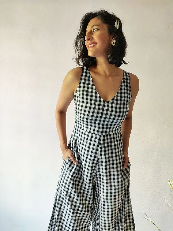 Fashion Comfort Checkered Jumpsuit