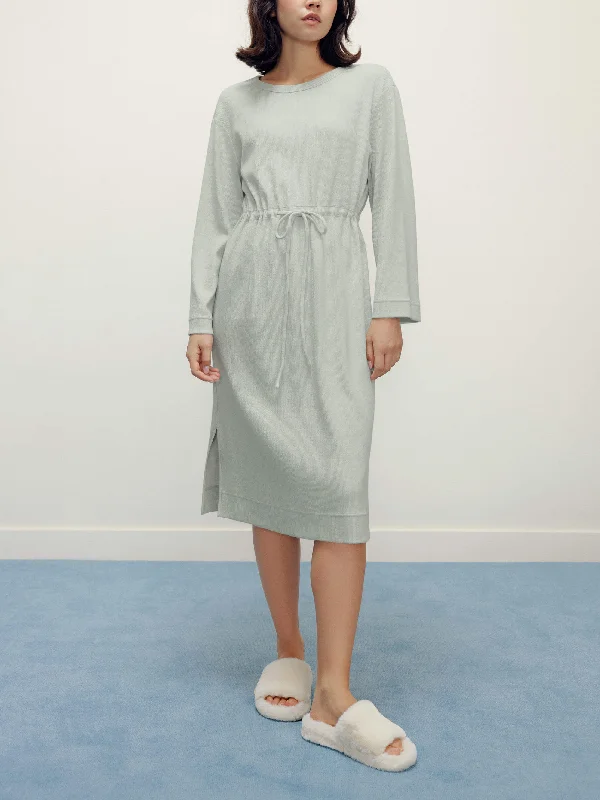 Easy Chic Wear Ribbed Drawstring Waist Dress