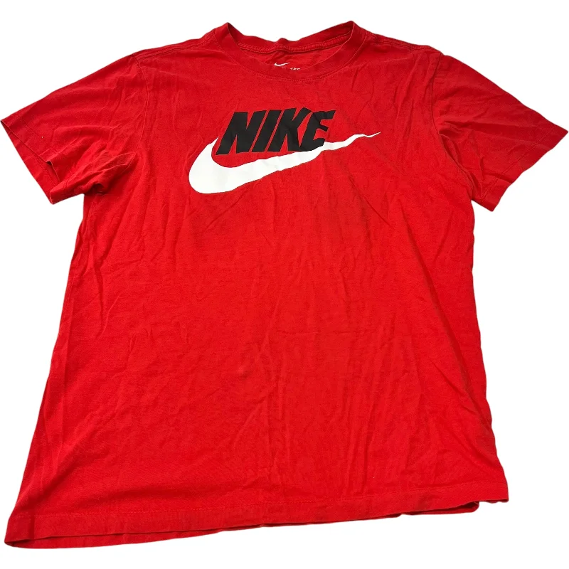 Designer Style Athletic Top Short Sleeve By Nike Apparel In Red, Size: S