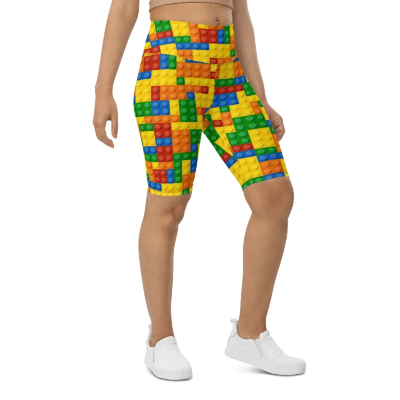 Lazy Home Colorful Blocks Biker Shorts