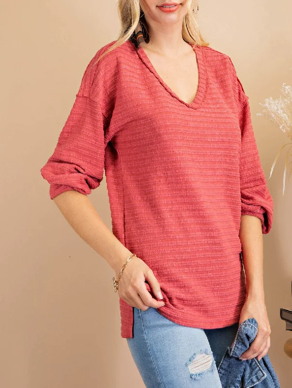 Versatile Comfort Wear Keep It Sweet V-Neck Long Sleeve